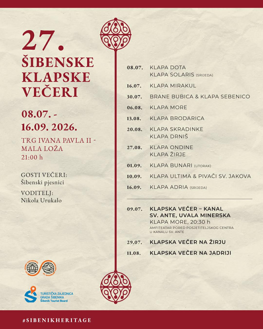 27. Šibenske klapske večeri: Klapa Ultima & Pivači sv. Jakova