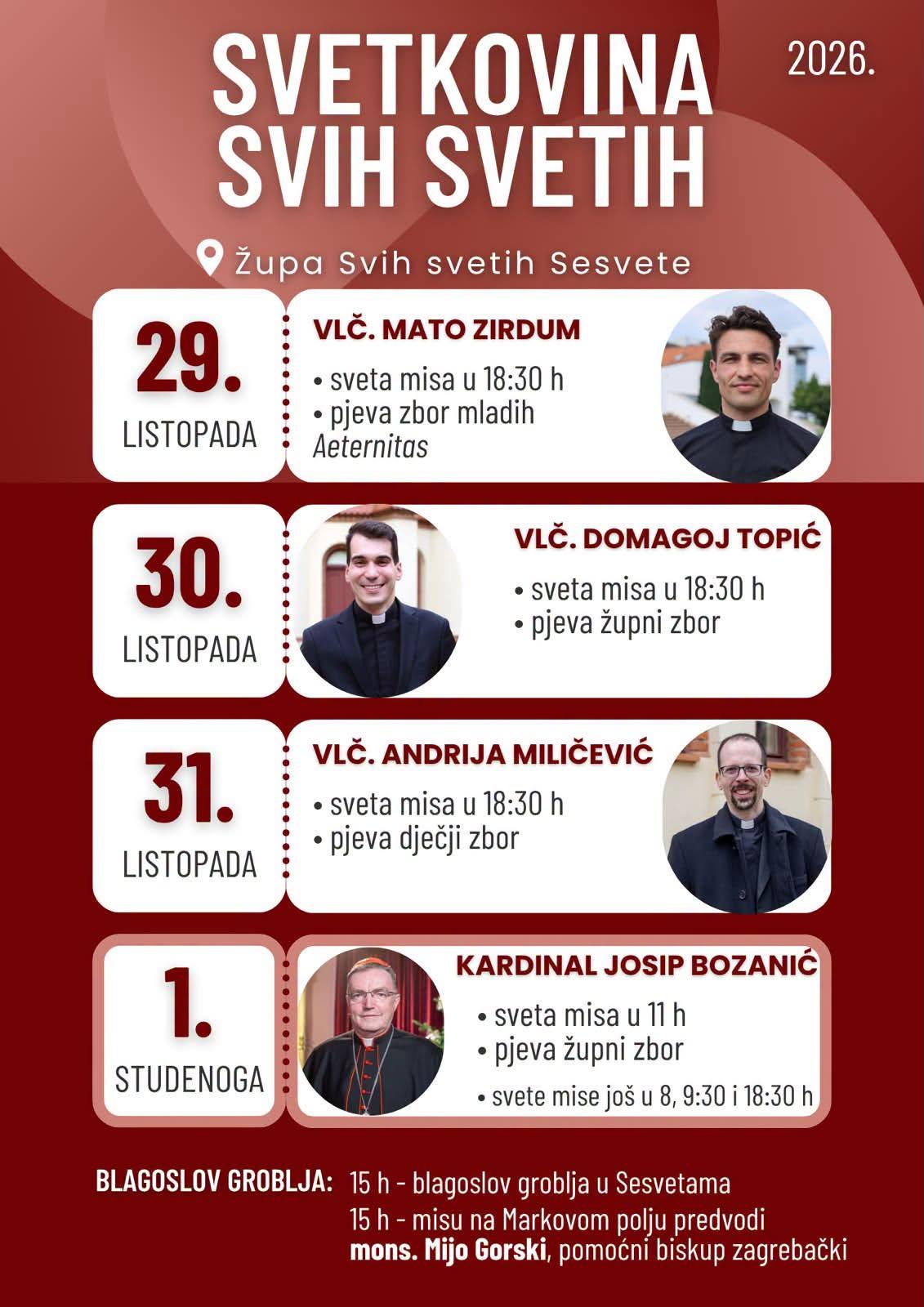 Proslava župne svetkovine Svih svetih u zagrebačkim Sesvetama