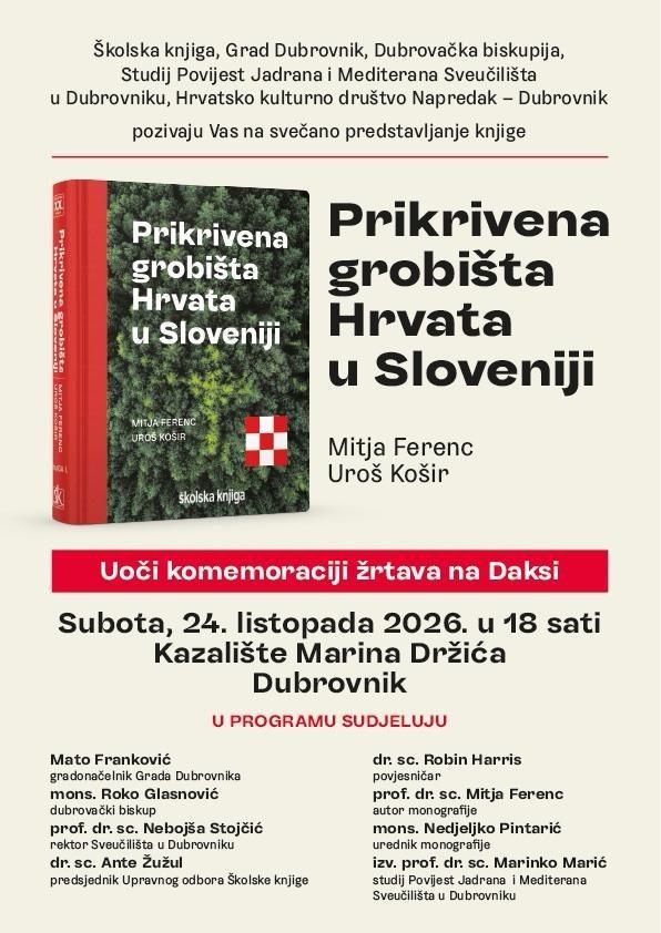 Predstavljanja znanstvene monografije "Prikrivena grobišta Hrvata u Sloveniji"