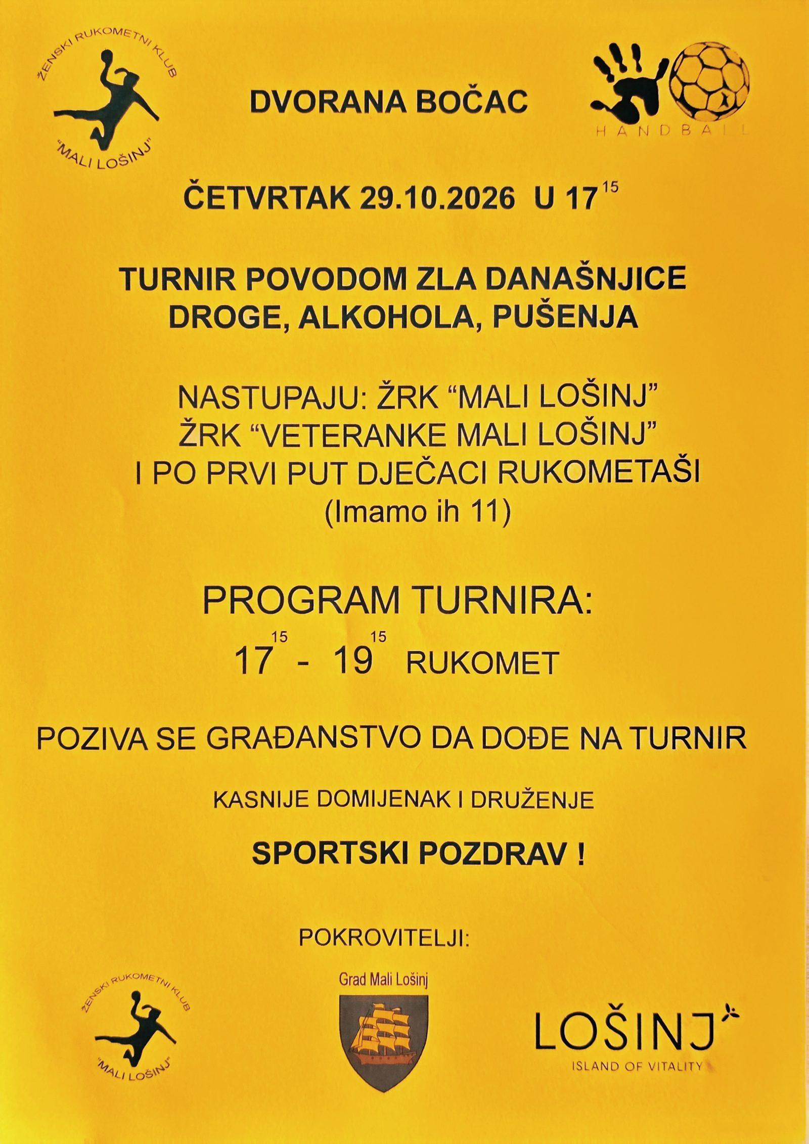 Rukometni turnir povodom borbe protiv ovisnosti – ŽRK Mali Lošinj