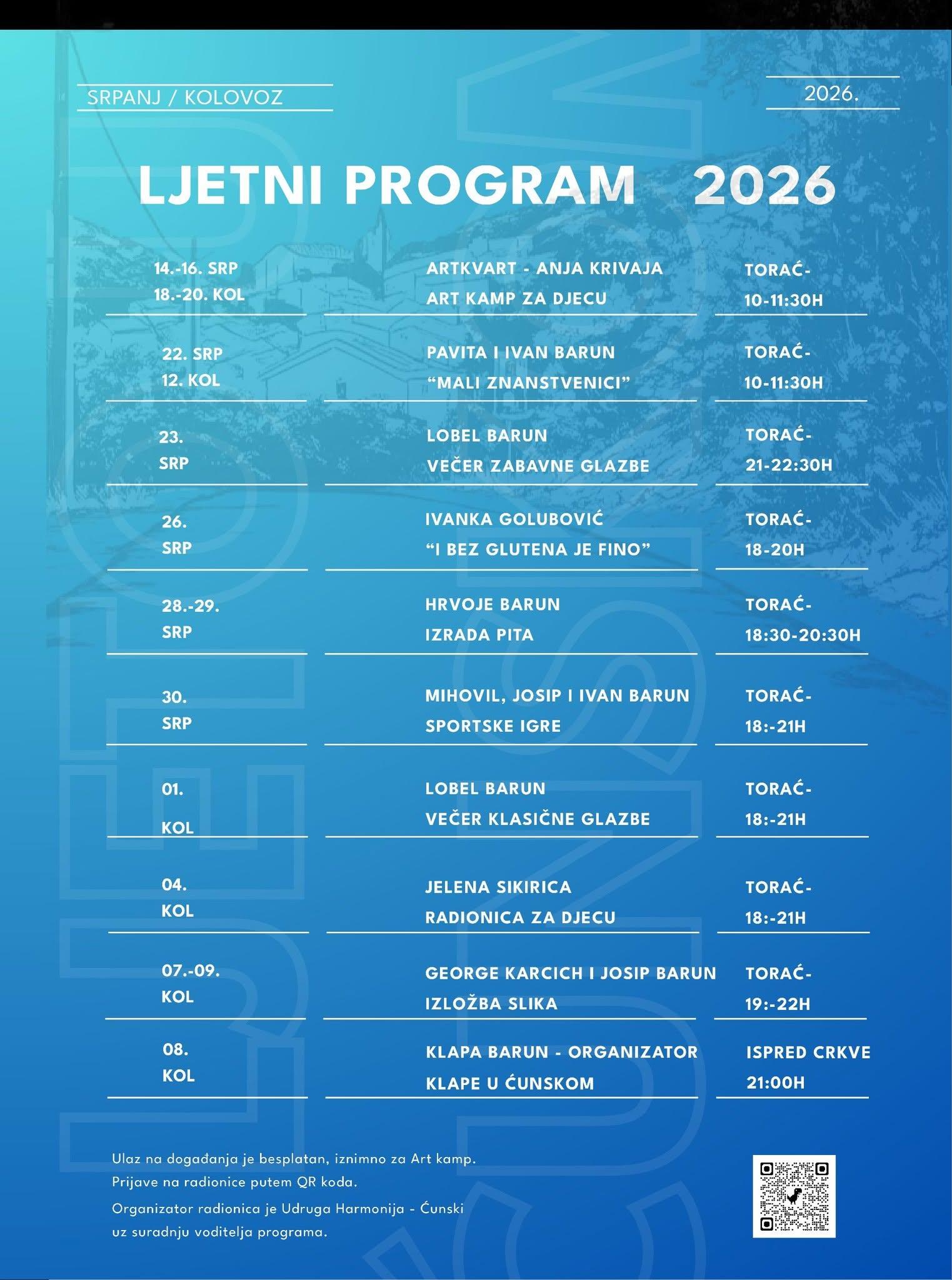 LJETNI PROGRAM ĆUNSKI 2026.