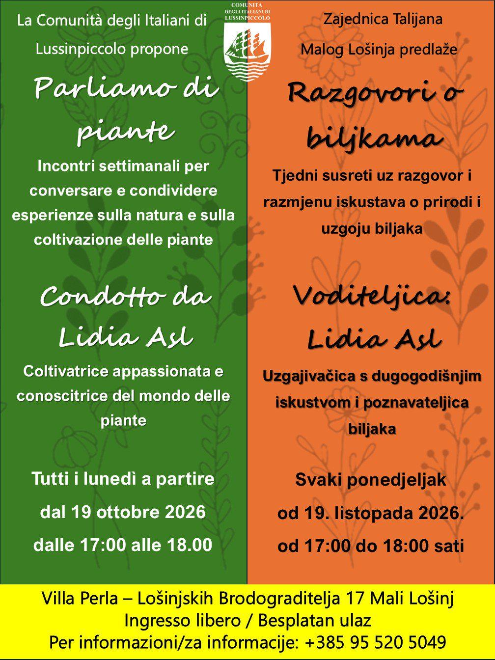 Razgovori o biljkama – tjedni susreti (Parliamo di piante)