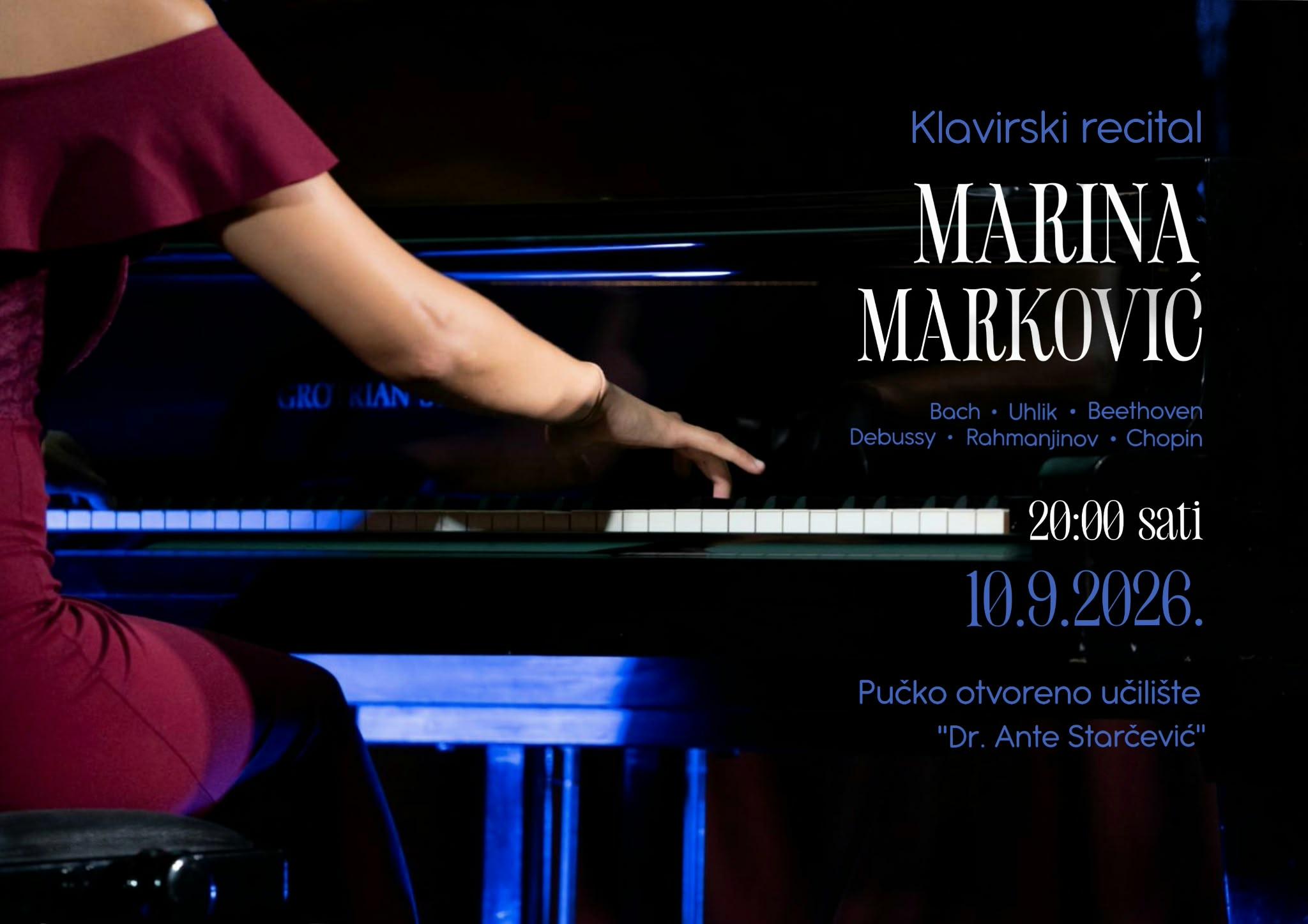 KLAVIRSKI KONCERT - MARINA MARKOVIĆ